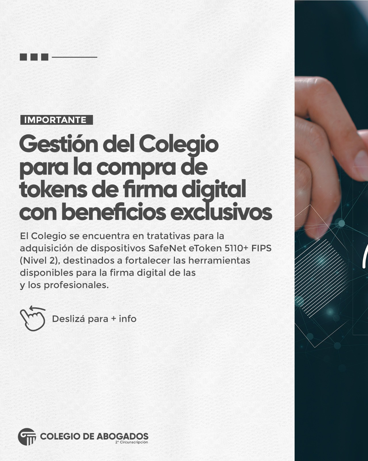 Gestión del Colegio para la compra de tokens de firma digital con beneficios exclusivos